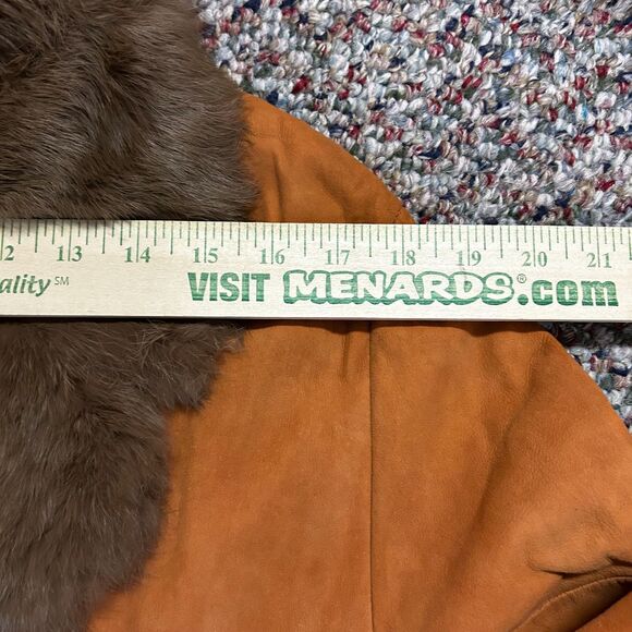 Vintage Original Lapin Italy Orange Suede Rabbit Fur Penny Lane Coat 44/US12 - Picture 11 of 16
